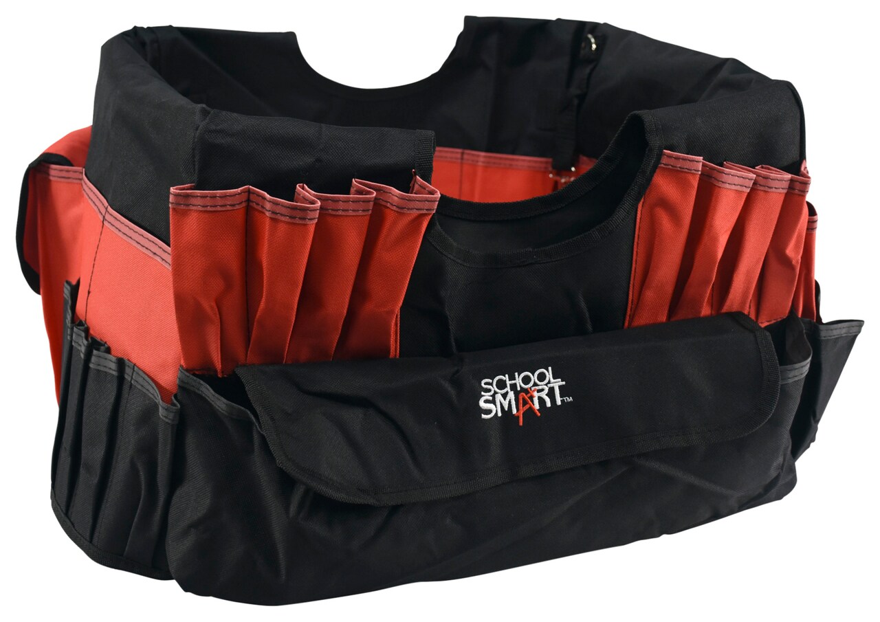 School Smart Caddy Organizer with 43 Pockets, Large, 16 x 14 x 13-1/2 Inches, Black/Red